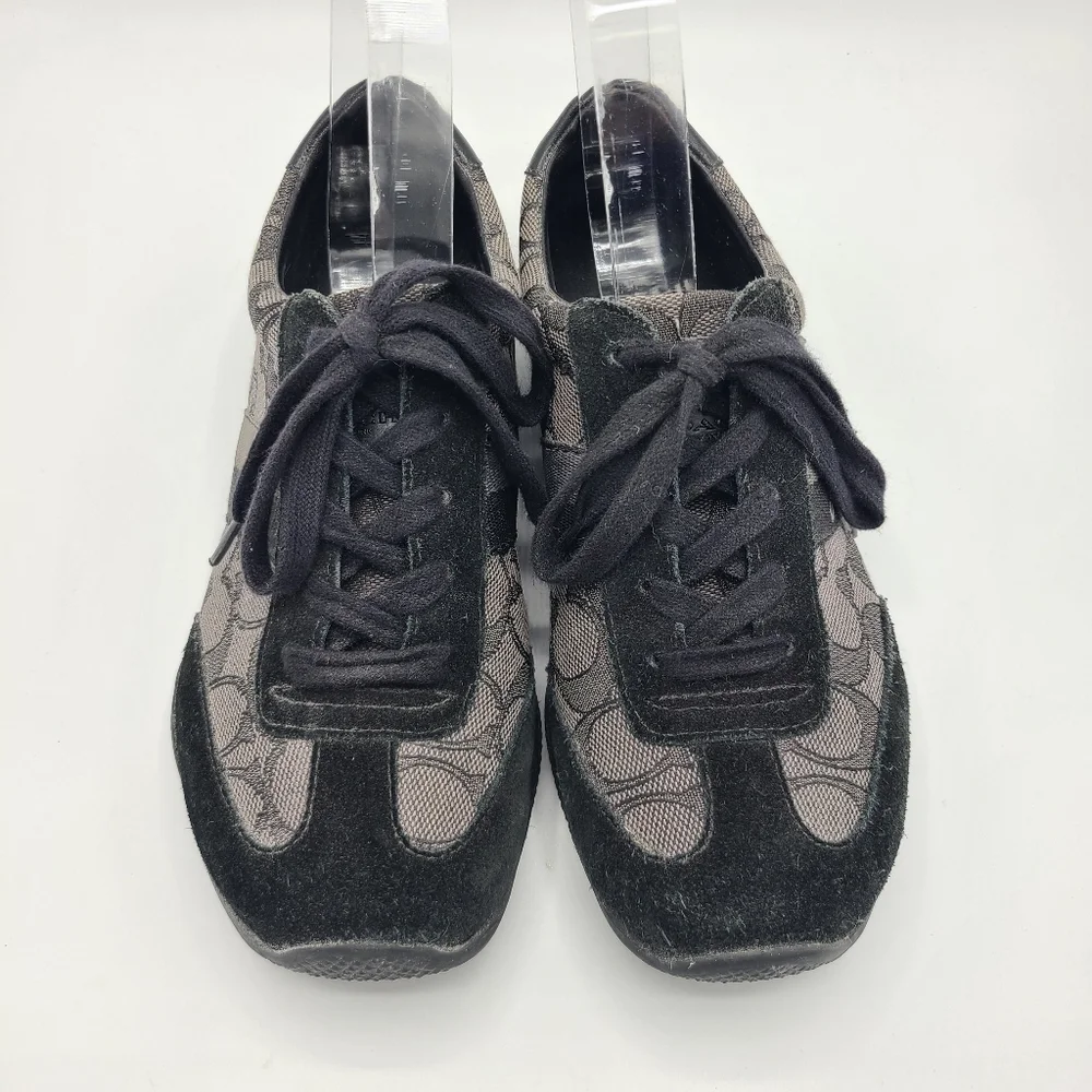 Coach Kelson Signature C Black Gray Suede Leather Sneakers 7